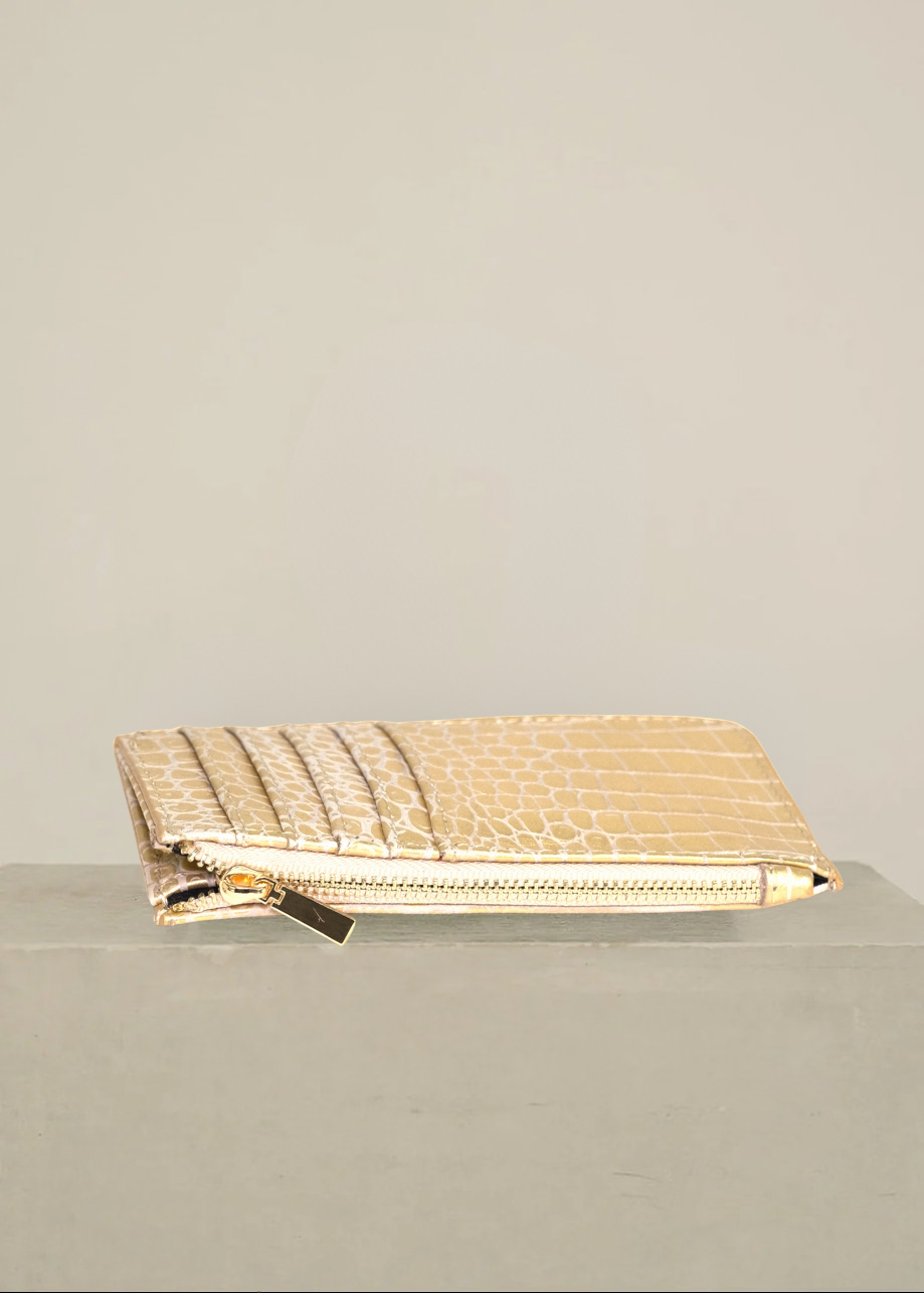 Tarjetero-Croc Gold