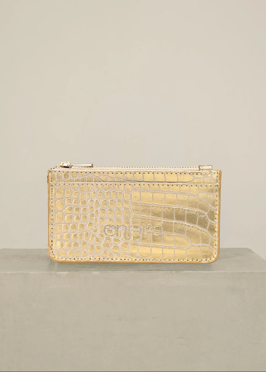 Tarjetero-Croc Gold