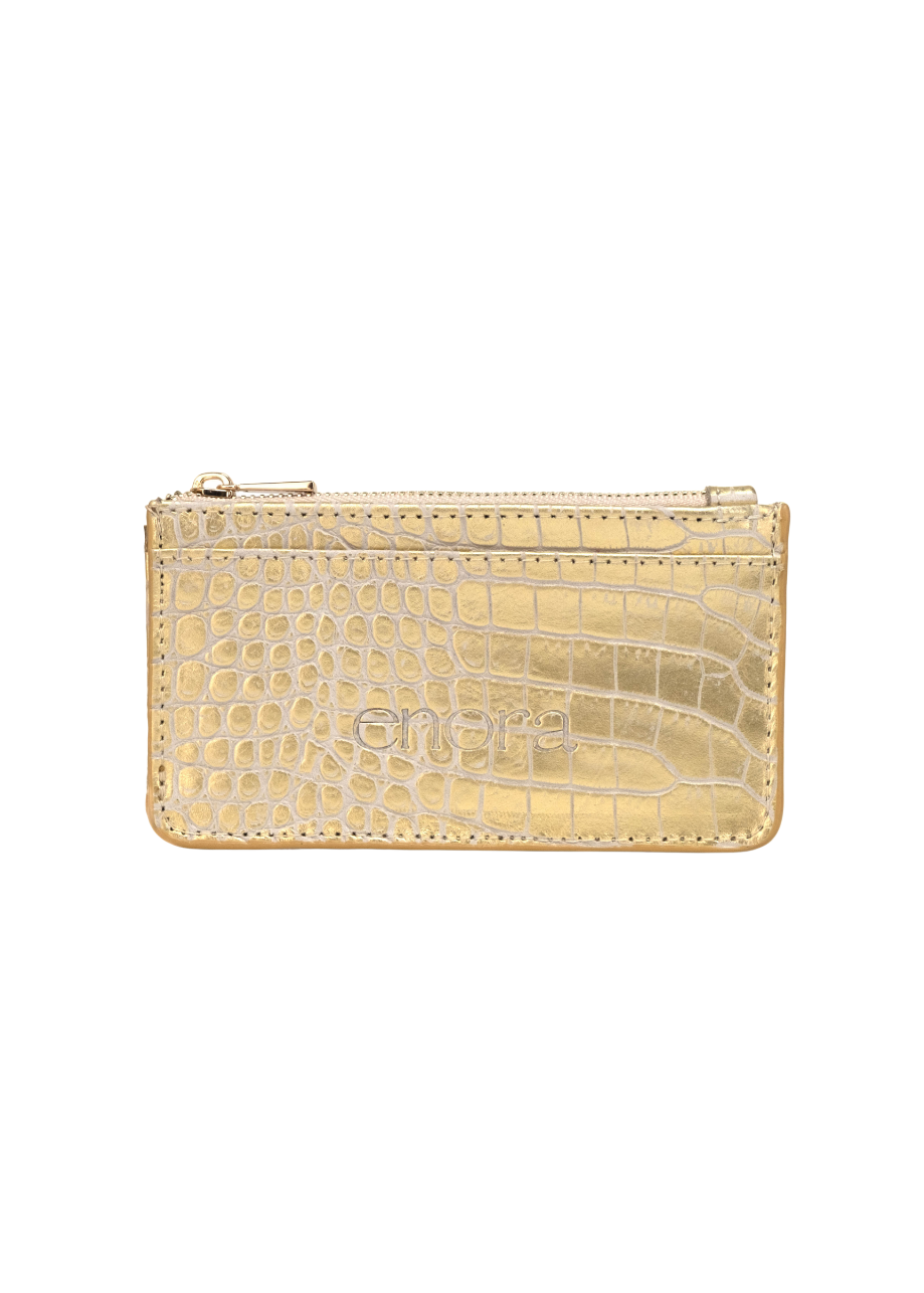 Tarjetero-Croc Gold